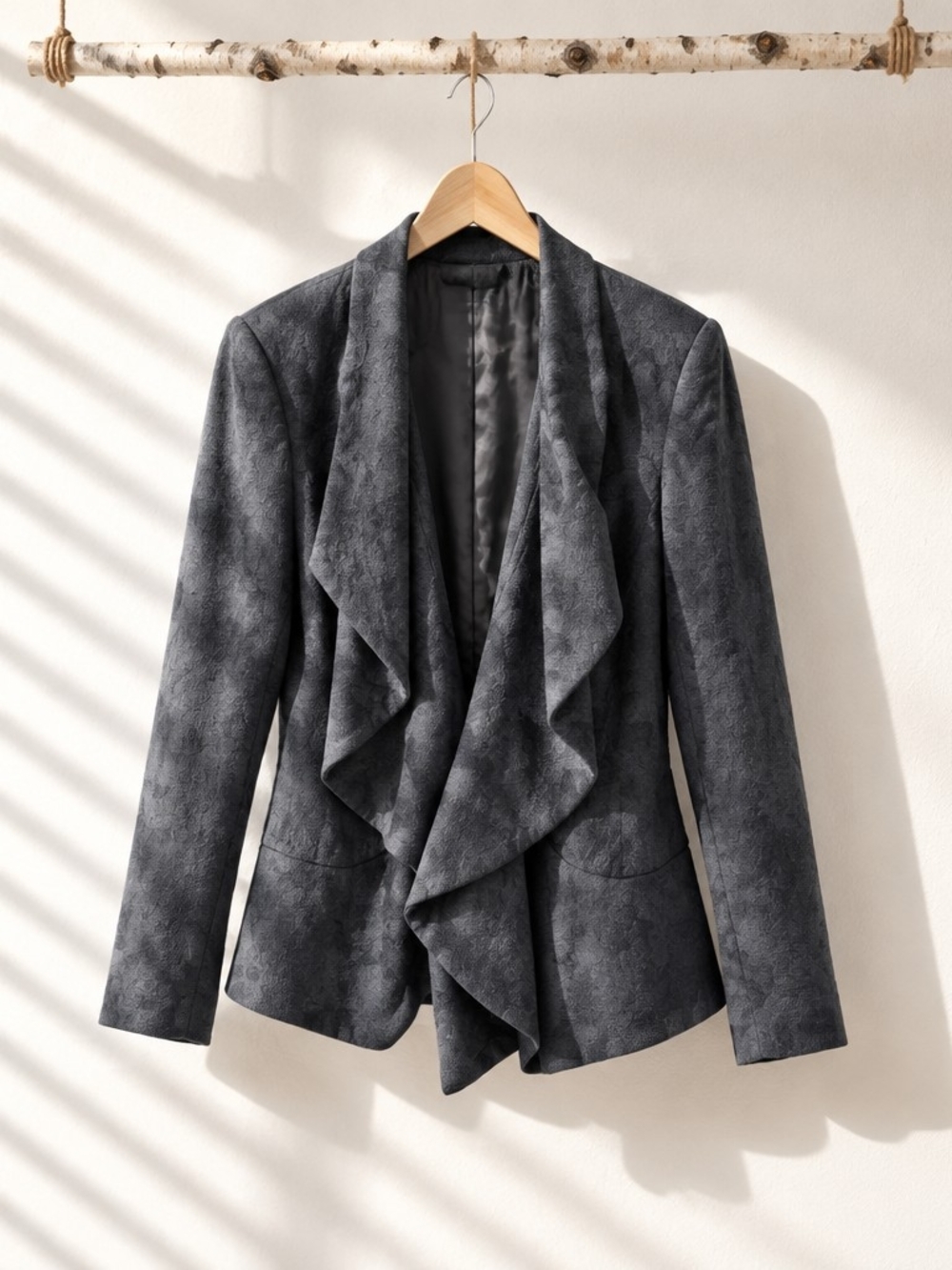 Lafayette 148 New York Black Draped-Ruffle Blazer Size 6 - Picture 2 of 4